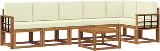 vidaXL Conjunto De Sof&aacute;s De Exterior 7 Uds. Natural Y Crema Vidaxl