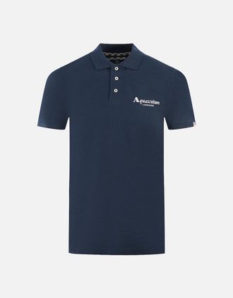 Aquascutum Mens Aquascutum London 1851 Navy Blue Polo Shirt - Size: 38