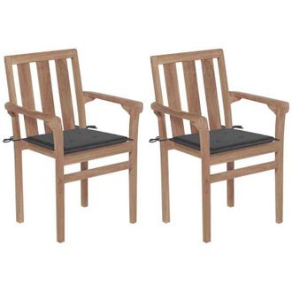 vidaXL Sillas De Jard&iacute;n 2 Uds Con Cojines Antracita Madera De Teca Vidaxl