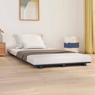 vidaXL Estructura De Cama Madera Maciza De Pino Gris 90x200 Cm Vidaxl