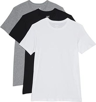 2(x)ist 3-Pack ESSENTIAL Crew Neck T-Shirt Mens Underwear White/Black/Heather Grey : SM, Cotton