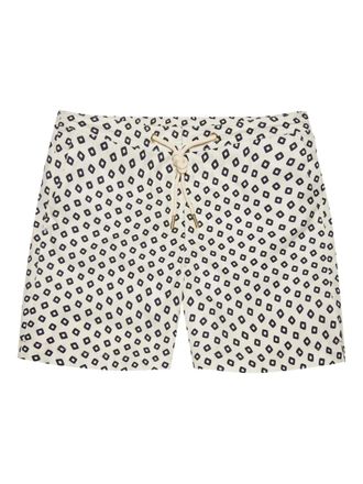 Orlebar Brown geometric-print swim shorts - men - Polyester/Recycled Polyester - 30 - White
