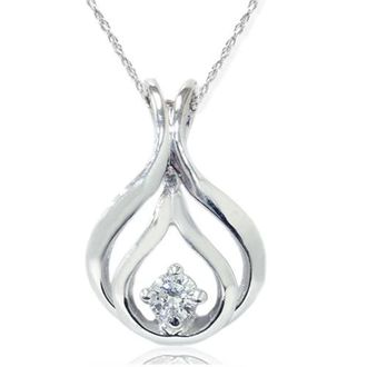 Pompeii3 1/10ct Solitaire Diamond Pendant 14K White Gold