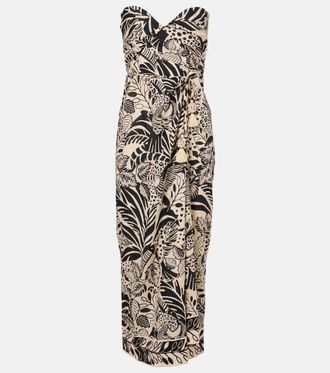 Poupette St Barth Abito midi Collina in cotone con stampa