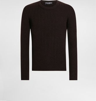 Dolce & Gabbana Ribbedwool Pullover - Man Sweaters And Cardigans Brown 46