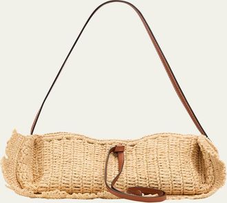 Ulla Johnson Marina Raffia Scalloped Leather-Trim Shoulder Bag
