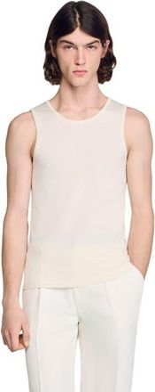 Sandro Knit crew neck vest top in White at Nordstrom, Size Medium