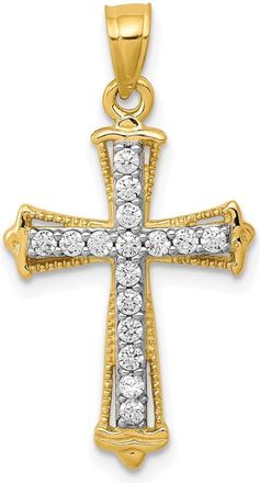 Diamond2Deal 10k Yellow Gold Cubic Zirconia Cross Pendant