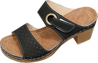 Generic Womens Chunky Platform Sandals Adjustable Strap Open Toe Casual Shoes for Summer Comfortable Low Wedge Heel Sandals for Daily Walking Outdoor Activiti