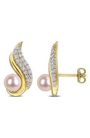 Delmar 6-6.5mm Cultured Freshwater Pearl Stud Earrings in White at Nordstrom Rack