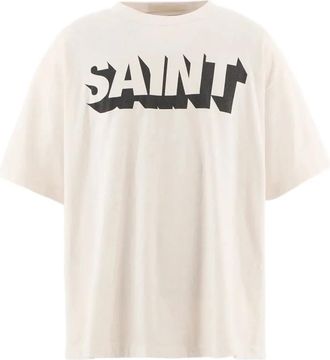 Saint Mxxxxxx logo-print short-sleeve T-shirt - Neutrals