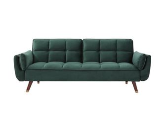 VENTE-UNIQUE.COM Sof&aacute; cama terciopelo 3 plazas verde 211x90cm