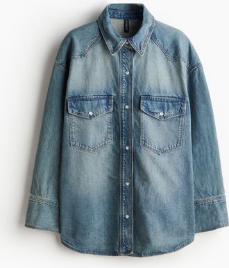 H&M Oversized Denimbluse - Blue