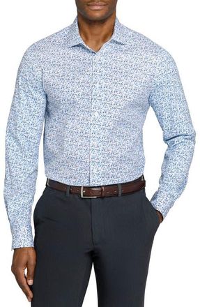 W.R.K Slim Fit Floral Stem Reworked Button-Up Shirt in White/Blue at Nordstrom, Size 16.5 - R