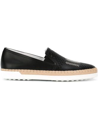 Tod's fringed slip on espadrilles - Black