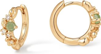Made by Mary Lumi Flora Hoop Earrings in Gold Vermeil/green at Nordstrom
