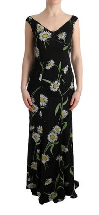 Dolce & Gabbana Daisy Print Maxi Jurk Mouwloos V-hals