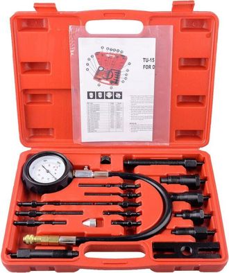 OEM Kit De Herramientas De Comprobaci&oacute;n De Compresi&oacute;n De 17 Piezas Para Motores Di&eacute;sel Y Compresores De Autom&oacute;viles