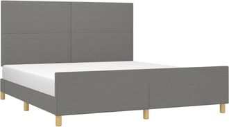 vidaXL Cama Sin Colch&oacute;n De Tela Gris Oscuro 160x200 Cm Vidaxl