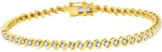 House of Brilliance 10K Yellow Gold Plated.925 Sterling Silver 1/2 Cttw 2-Prong Set Diamond S Link Tennis Bracelet (I-J Color, I3 Clarity)- 7.25