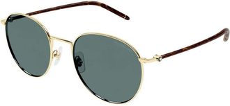 Montblanc Montblanc Sunglasses Square Full Rim, Gold Frame And Green Lens Mb0343Sa002