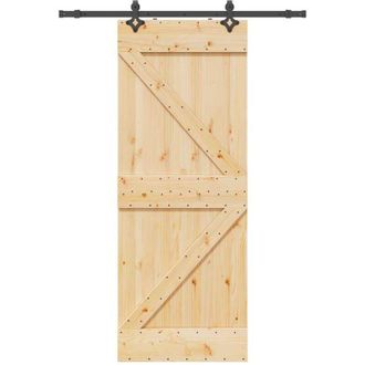 vidaXL Puerta Corredera Con Herrajes Madera Maciza De Pino 80x210 Cm Vidaxl