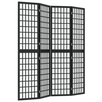 Berkfield Home Folding 4-Panel Room Divider Japanese Style 160x170 cm Black