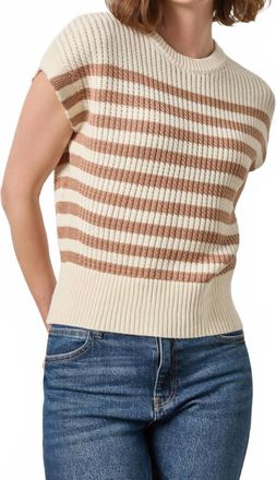Lilla P Textured Wedge Sweaters In Fawn Stripe