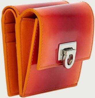 Ferragamo Womens Orange Calf Leather Wallet Accessories & Slg
