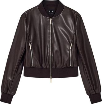 A|X Armani Exchange Dames, Jassen, Bruin, Maat: L Leer
