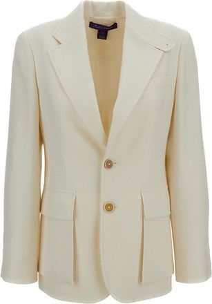 Ralph Lauren Collection White Preston Ii Herringbone Wool Blazer