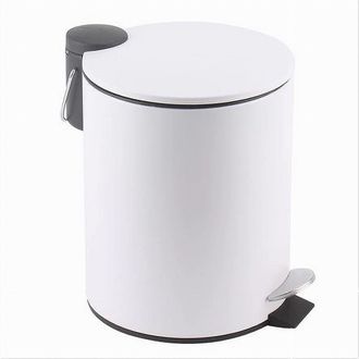Trade Shop Trade Shop - Pattumiera Acciaio A Pedale 3lt Bidone Cestino Spazzatura Bagno Casa Bianco 87449