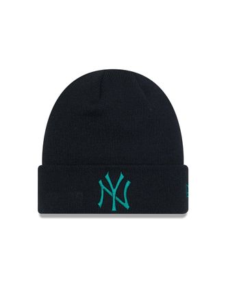 New Era New York Yankees MLB League Essential Black Green Cuff Knit Beanie - One-Size