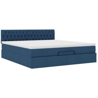 vidaXL Estructura De Cama Otomana Con Colch&oacute;n Tela Azul 160x200 Cm Vidaxl