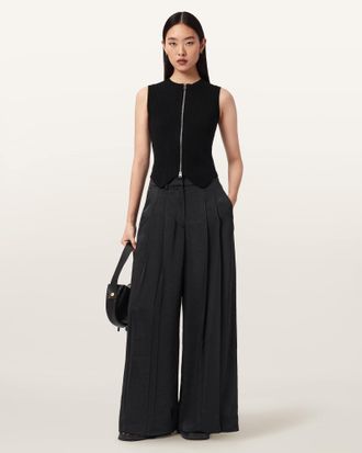 AllSaints Poppy Satin Straight Leg Pants