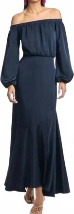 Sachin & Babi Kai Satin Crepe Off Shoulder Dress In Midnight Blue