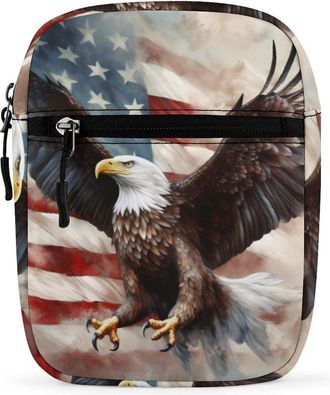 Generic Vintage American Flag Eagle Crossbody Bag Adjustable Satchel Cute Shoulder Bag Lightweight Sling Bags
