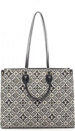 Louis Vuitton Black Gray Canvas Leather Handbag Tote Bag (Pre-Owned)