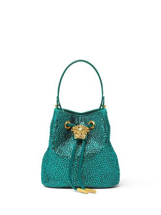Versace La Medusa mini bucket bag - women - Viscose/Viscose/Silk/Silk/Lambskin - One Size - Green