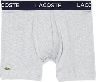 Lacoste Mens Classic Cotton Stretch Boxer Briefs - 3-Pack In Grey