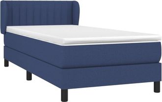 vidaXL Cama Box Spring Con Colch&oacute;n Tela Azul 100x200 Cm Vidaxl