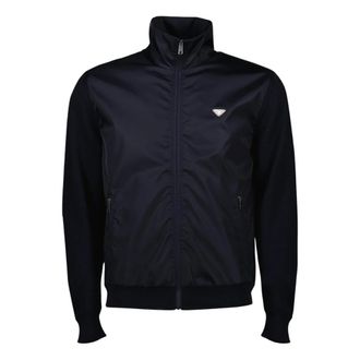 Prada Light Jackets, male, Blue, Size: M Navy Bicolor Jacket, Fall-Winter 2025 Collection