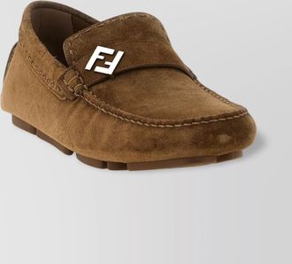 Fendi moc toe suede loafers with rubber sole