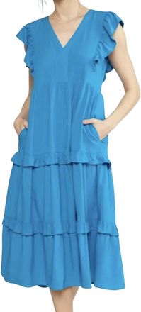 Entro Rayon Midi Dress In Ocean Blue