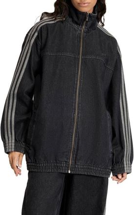 adidas Originals Firebird Denim Track Jacket in True Black Denim at Nordstrom, Size X-Large