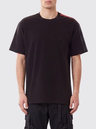 Yohji Yamamoto Crewneck Cotton T-shirt with Short Sleeves and 3-Stripes Adidas Logo