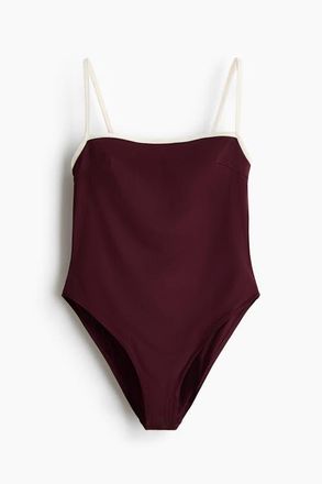 H&M Padded-cup High Leg Swimsuit in Burgundy at Nordstrom, Size X-Large