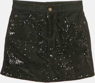 Emporio Armani Black Sequin Embellished Denim Mini Skirt