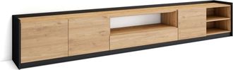 Skraut Home Mueble tv efecto madera roble y negro 310x37x50cm