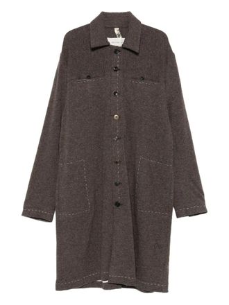 A Tentative Atelier stitch-detail button-up coat - men - Fabric - 50 - Brown